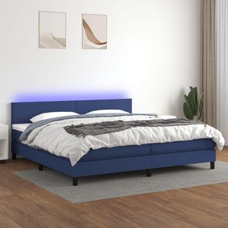 vidaXL Vidaxl - Cama Box Spring Con Colch&oacute;n Y Led Tela Azul 200x200 Cm