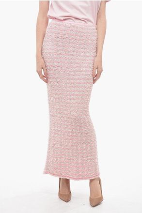 Balenciaga Gonna a Tubino BACK TO FRONT in Misto Lana Tweed Con Bottoni taglia S