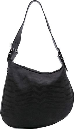 Fendi 2000-2010 Zebra Print Canvas Oyster hobo bag - women - Calf Leather/Canvas - One Size - Black