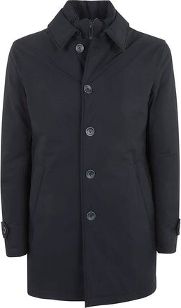 Herno Button-Up Blue Casual Jacket With Classic Cut And Timeless Appeal