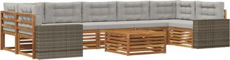 vidaXL Conjunto De Sof&aacute;s De Exterior 8 Uds. Natural Y Gris Claro Vidaxl