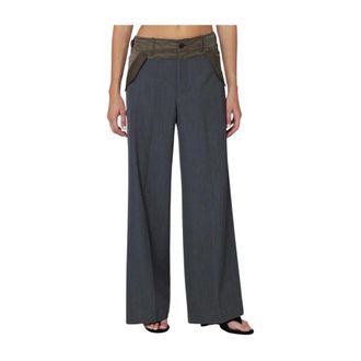 sacai Wide Trousers, female, Gray, L, Pantalone Regolare