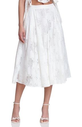 Avec Les Filles Lace Inset Skirt in White at Nordstrom, Size 14
