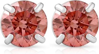 Pompeii3 1/2Ct Pink Lab Grown Diamond Screw Back Studs Earrings 14K White Gold