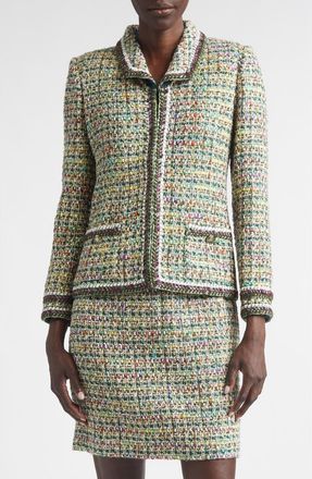 St. John Forest Tweed Jacket in Pine/olive Multi at Nordstrom, Size 12