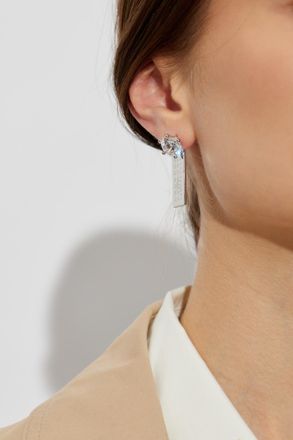 Maison Margiela Earrings With Shimmering Crystals, Womens, Silver