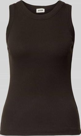 Drykorn Drykorn Slim Fit Top mit Rundhalsausschnitt Modell Olina in Dunkelbraun, Gr&ouml;&szlig;e XL