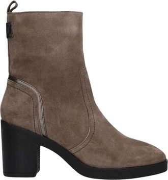 Maruti Taupe Su&egrave;de Haklaarzen - Dames - Laarzen met Hak - Beige - 37 EU - Su&egrave;de - Schoenen