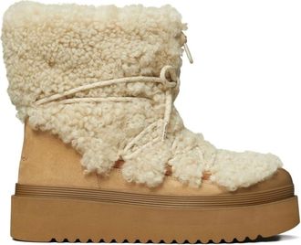 Tory Burch Schoenen, Dames, Beige, 40 EU, Wol, Mellow Shearling Platform Boot