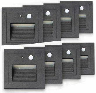 Hoopzi Hoopzi - 8 led Recessed Wall Light 3W Wall Sconce Stair Step Light Lamp Motion Sensor Floor Recessed Light Staircase Light Hall Lamp 2800K Warm White