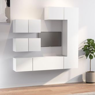 Berkfield Home 6 Piece TV Cabinet Set White Engineered Wood