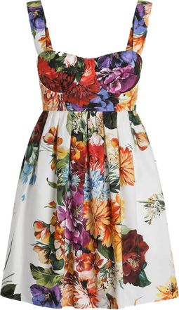 Dolce & Gabbana Abito corto con stampa a fiori - Bianco