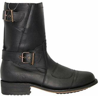 Grinders Mens Black Leather Cowboy Boots-Route 66