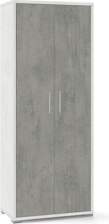 OEM Armario Multiusos De Dos Puertas Cemento Blanco 71x41x H182 Cm