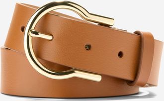 Cole Haan Womens 32MM Hinged Buckle Belt - Beige Size Medium