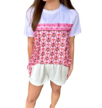 Jade Yoga Print Block Side Tie Tee In Tribeca Fans