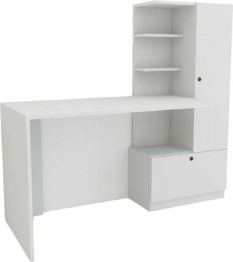 Dmora Scrivania Kimberly, Scrittoio multiuso, Tavolo per ufficio porta pc, Piano di lavoro, 120x62h74 cm, Bianco - Dmora