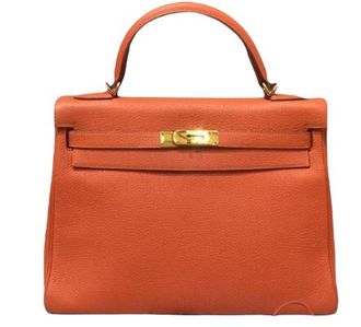 Herm&egrave;s Kelly 35 in Orange Togo Leather with Gold Hardware