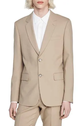 Sandro Wool suit jacket in Beige at Nordstrom, Size 44
