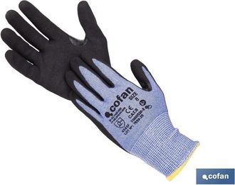 cofan Pack 12 Unidades Guante Anticorte Hppe Nitrilo Sandy Coat Talla 6