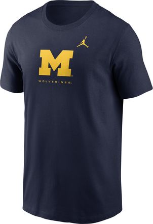 Nike Jordan Mens Michigan Courtside Jordan Brand Dri-FIT College T-Shirt in Blue | 0JET41SMWN-L7G