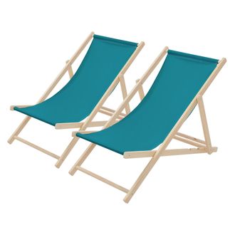 ECD Germany Ecd Germany - 2x Sillas De Playa De Madera De Pino 3 Posiciones De Reclinaci&oacute;n Plegable Tumbona Verde Oscuro Tradicional De Sol Para Jard&iacute;n Impermeabl