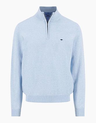 Fynch-Hatton Mens FYNCH-HATTON TROYER HALF ZIP KNITWEAR NEW BREEZE - Blue - Size: SIZE 2xl