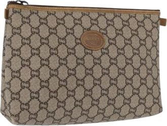 Gucci Pre-owned Clutches, female, Beige, Size: ONE SIZE Pre-owned Vintage Canvas Clutch