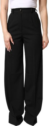 Dolce & Gabbana Black Wool Blend Straight High Waist Womens Pants (Pre-Owned)