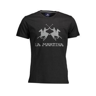 La Martina La Martina Zwarte Katoenen Heren T-shirt