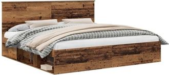vidaXL Bed Frame with Headboard Old Wood 200 x 200 cm Solid Pine Wood vidaXL