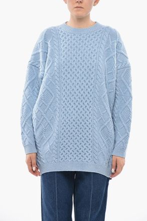 Stella McCartney Maglia Girocollo in Lana Vergine Motivo Aran Stella McCartney