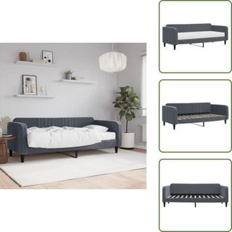 vidaXL Divano con materasso - vidaXL Divano Letto con Materasso Grigio Scuro 90x200 cm in Velluto - Letto a doghe
