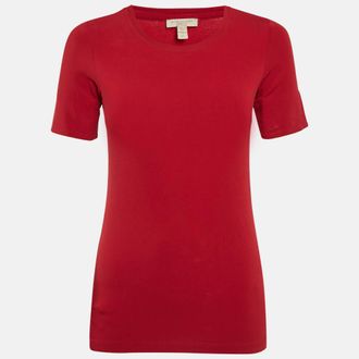 Burberry Red Jersey Crewneck T-Shirt XS