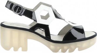 FLY London Womens Tewa 573 Sling-Back Sandals In Black White