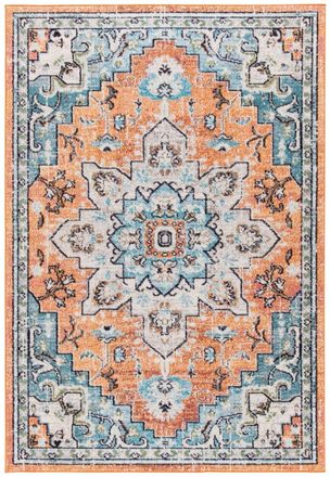 Safavieh Alfombra boho de polipropileno naranja/azul, 160 x 229 cm