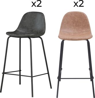 Rendez-Vous D&eacute;co Pack de 4 sillas para isla central topo y gris/negro 65 cm
