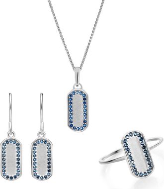 Orphelia Malaga Dames 925 Sterling Zilveren Set: Ketting + Oorbellen + Ring - Zilver SET-7573