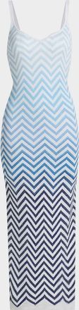 Milly Mica Gradient Zigzag Midi Cover-Up Dress