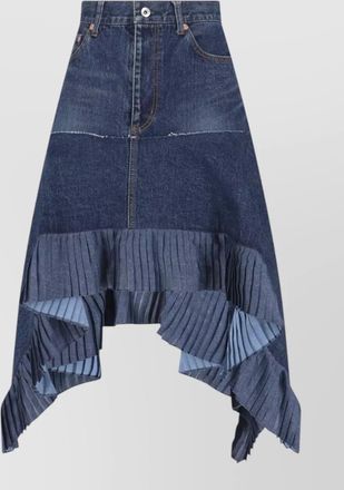 sacai cotton asymmetric midi skirt