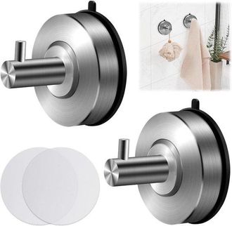 No Brand Gancho Para Toallas, Ventosa De Vac&iacute;o, S&uacute;per Resistente, Carga M&aacute;xima 5 Kg, Reutilizable, Acero Inoxidable, Gancho De Pared, No Requiere Taladrar, Par