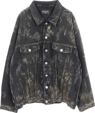 Balenciaga damage paint denim jacket - Grey