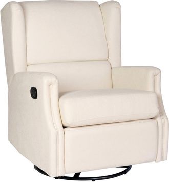 Flash Furniture Wingback Manual Reclining Glider Swivel Chair, Cream