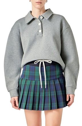 English Factory Scuba Knit Polo Sweatshirt in Grey at Nordstrom, Size X-Small