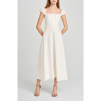 Wayf Carina Cap Sleeve Linen Blend Maxi Dress in Ivory at Nordstrom, Size X-Small