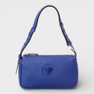 Versace Womens Medusa Small Leather Shoulder Bag - Blue - One Size