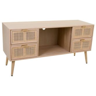 Wanderlust Deco Mueble bajo de mdf y rejilla marr&oacute;n 120x42x60