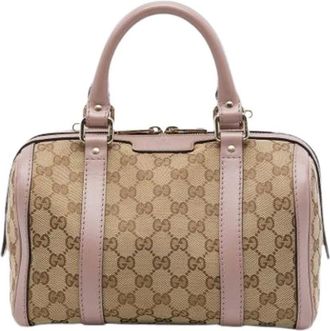 Gucci Pre-owned Boston Bag - Dames - Pre-owned - Beige - Maat: ONE Size Leer