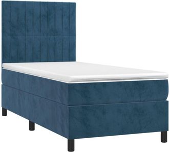 vidaXL Cama Box Spring Colch&oacute;n Y Led Terciopelo Azul Oscuro 80x200 Cm Vidaxl