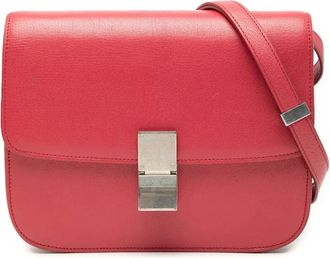 Celine Borsa a tracolla Classic Box media in pelle di vitello 2017 - Rosso